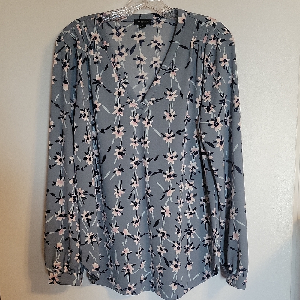Ann Taylor Floral V-Neck Blouse